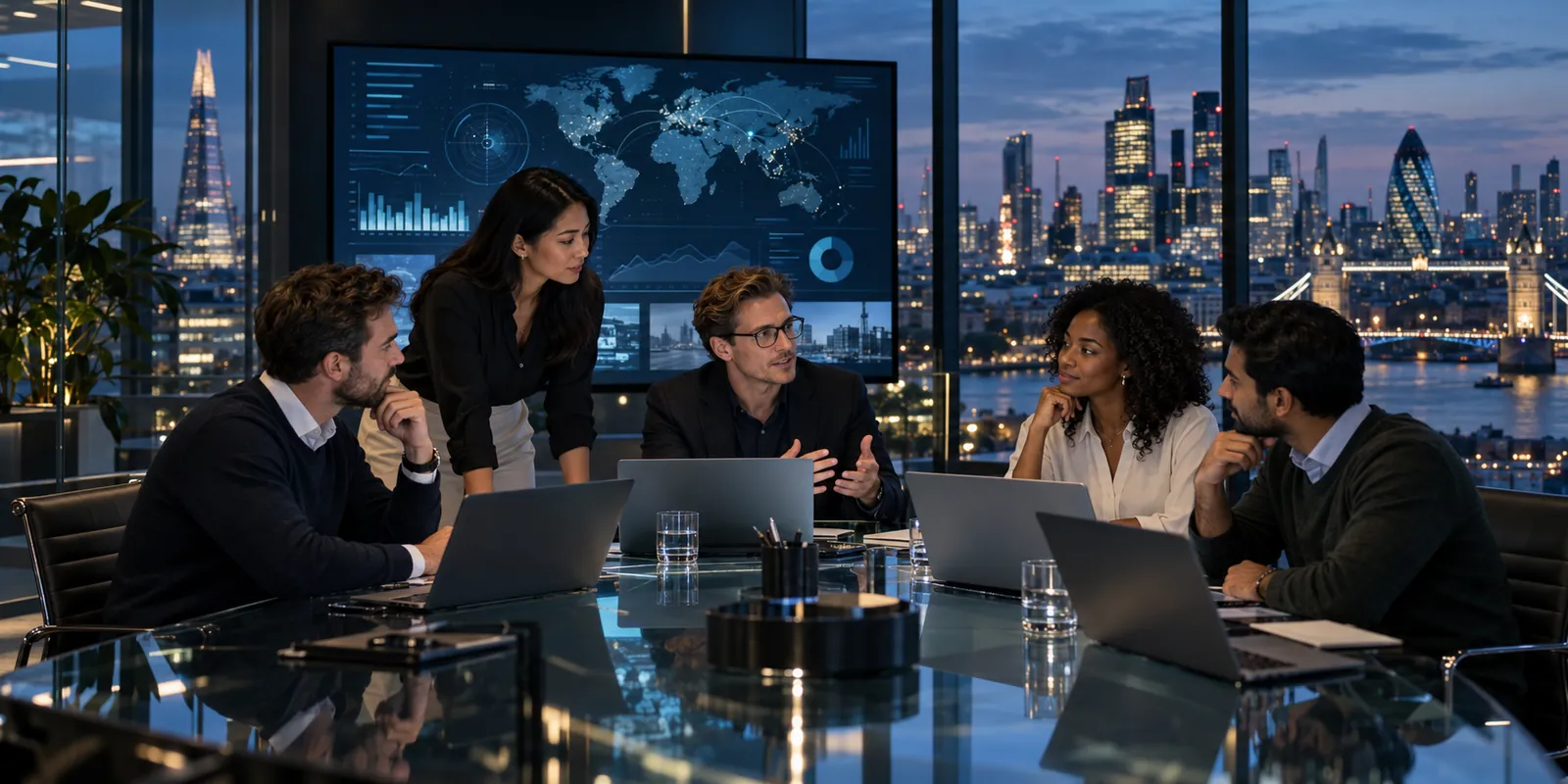 The brand protection team reviewing an analytics dashboard together